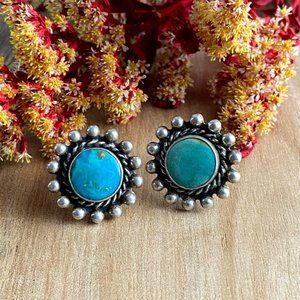 Sterling Silver Native Navajo Turquoise Earrings